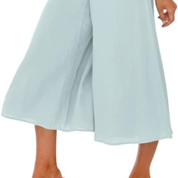 Summer 2 Piece Outfits Crop Basic Top Cropped Wide Leg pants Set Jumpsuit - Picture 2 of 4